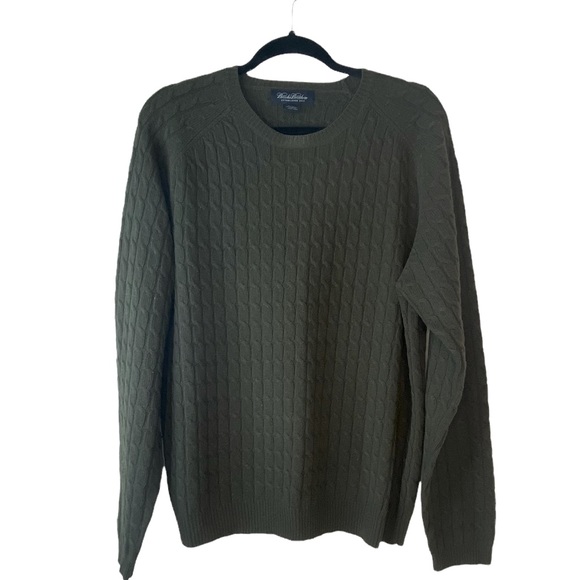 Brooks Brothers Other - Brooks Brothers Mens Wool Cashmere Cable Knit Sweater Dark Green EUC Size Large